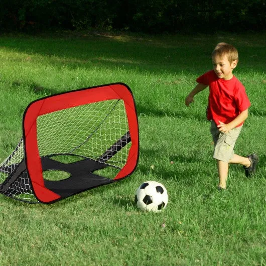 2-in-1 Portable Pop up Kids Soccer Goal Net with Carry Bag