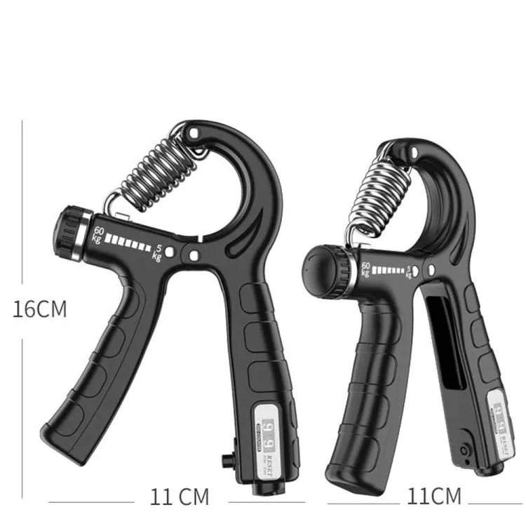 5-60kg Adjustable Mechanical Counting Gripper Finger Strength Training Device(Black)