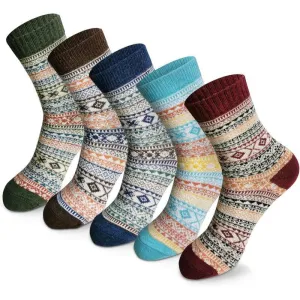 5 Pack Crew Wool Blend Socks –  For Warmth and Style