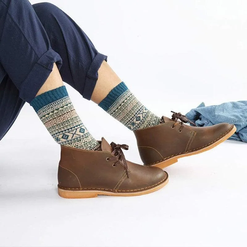 5 Pack Crew Wool Blend Socks –  For Warmth and Style