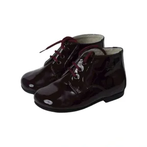 7092 - Bordo Patent Leather Lace for Toddler/Girl by London Kids