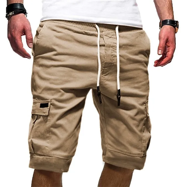 Adventure Ready Men's Knee-Length Cargo Shorts with Multi Pockets, Perfect for Outdoor Sports and Holidays