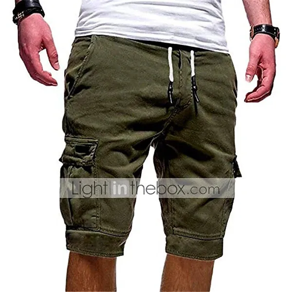 Adventure Ready Men's Knee-Length Cargo Shorts with Multi Pockets, Perfect for Outdoor Sports and Holidays