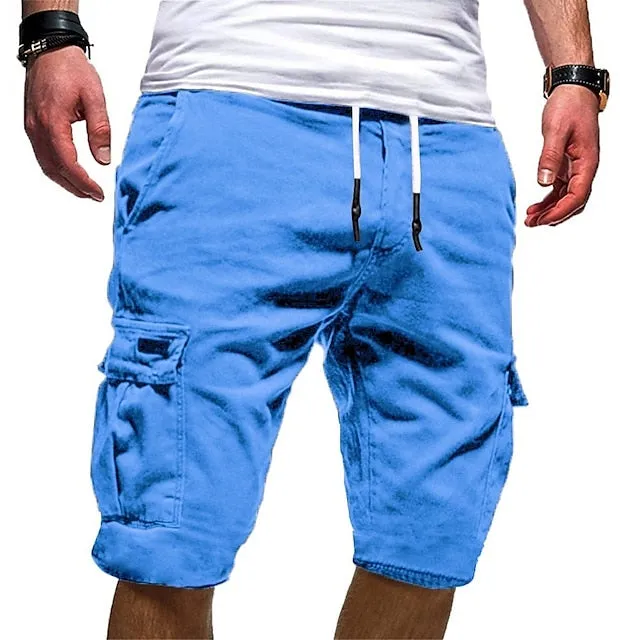 Adventure Ready Men's Knee-Length Cargo Shorts with Multi Pockets, Perfect for Outdoor Sports and Holidays