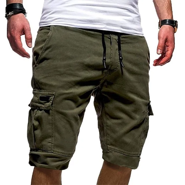 Adventure Ready Men's Knee-Length Cargo Shorts with Multi Pockets, Perfect for Outdoor Sports and Holidays