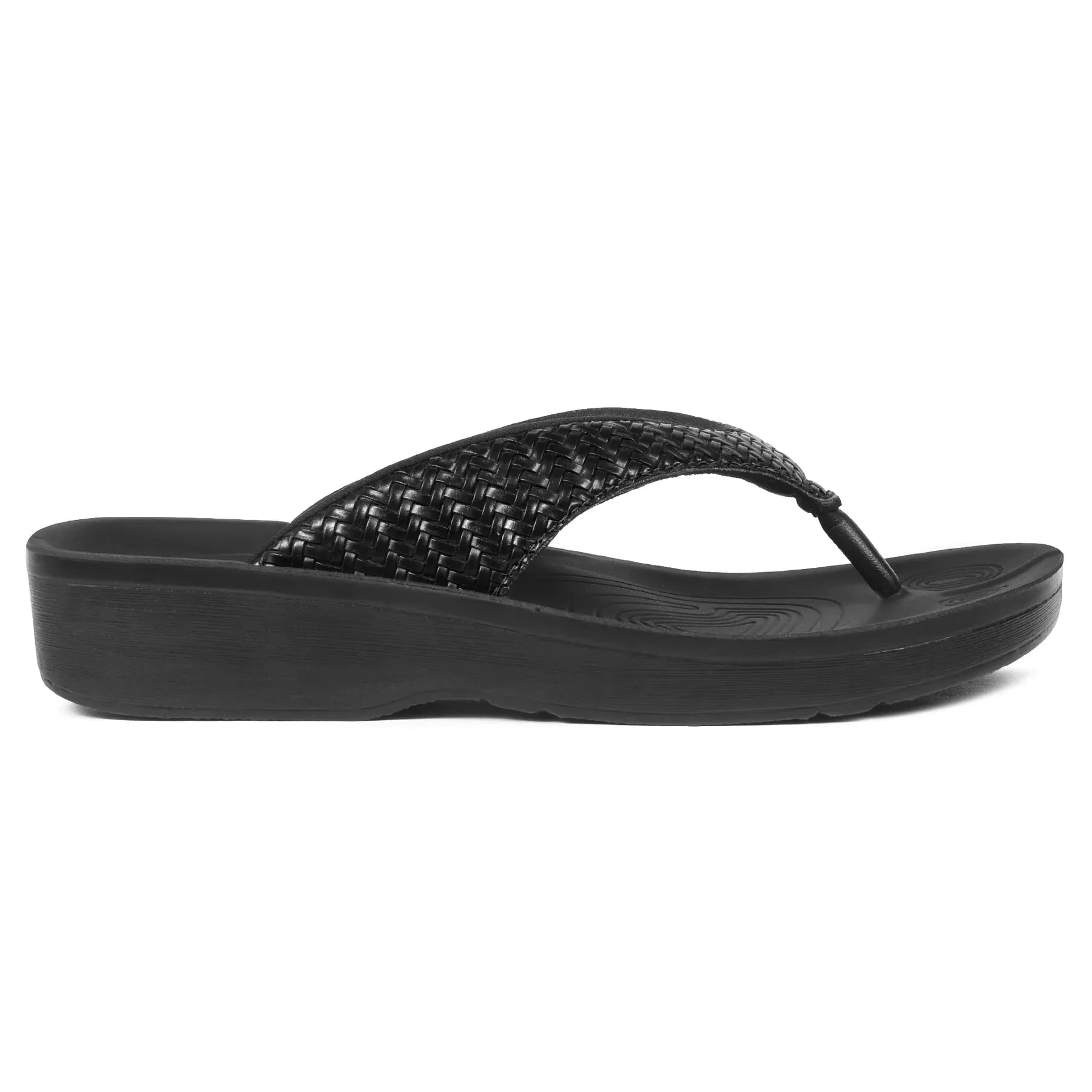 Aerothotic - Dune Women’s Arch Support Thong Flip Flop Sandals , Black