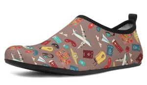 Airplane Travel Icons Aqua Barefoot Shoes