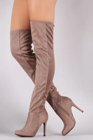 Anne Michelle Fitted Suede Stiletto Over-The-Knee Boots