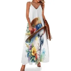 Australian Animals Cockatoo Spaghetti Strap Ankle-Length Dress Long dress