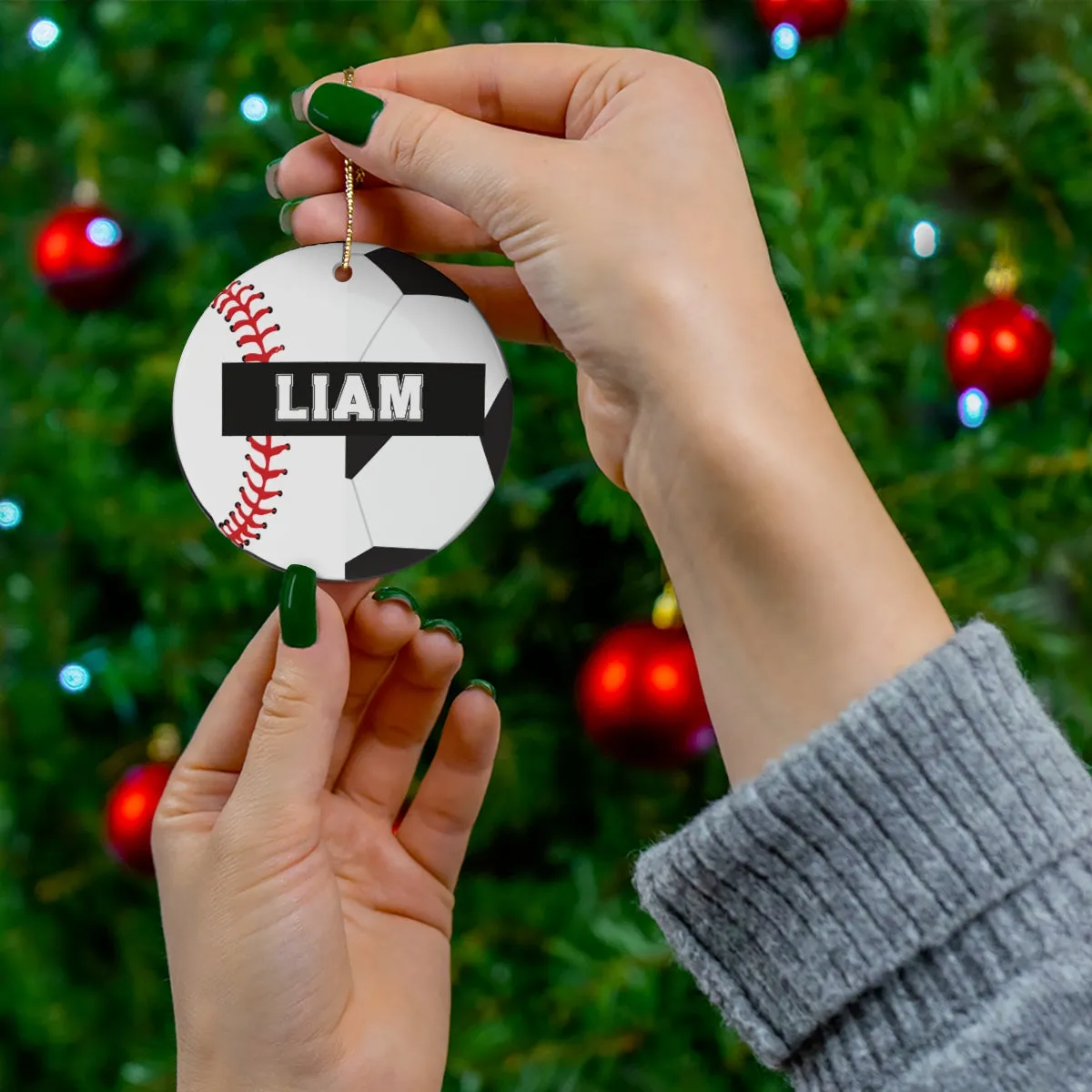 Baseball Soccer Christmas Ornament - 2 Sport Athlete