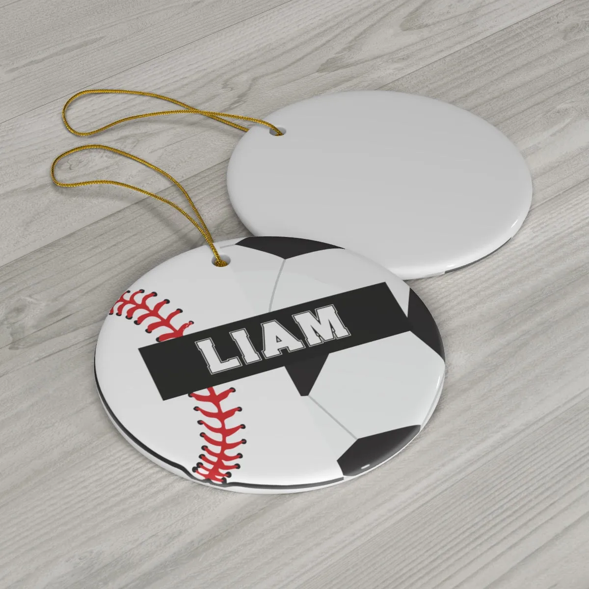 Baseball Soccer Christmas Ornament - 2 Sport Athlete