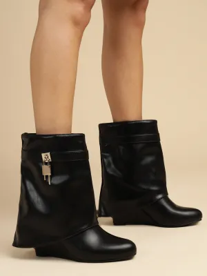 Black PU High-End-Fashion Stylish Ankle Boots (TC-RS3667-BLK)