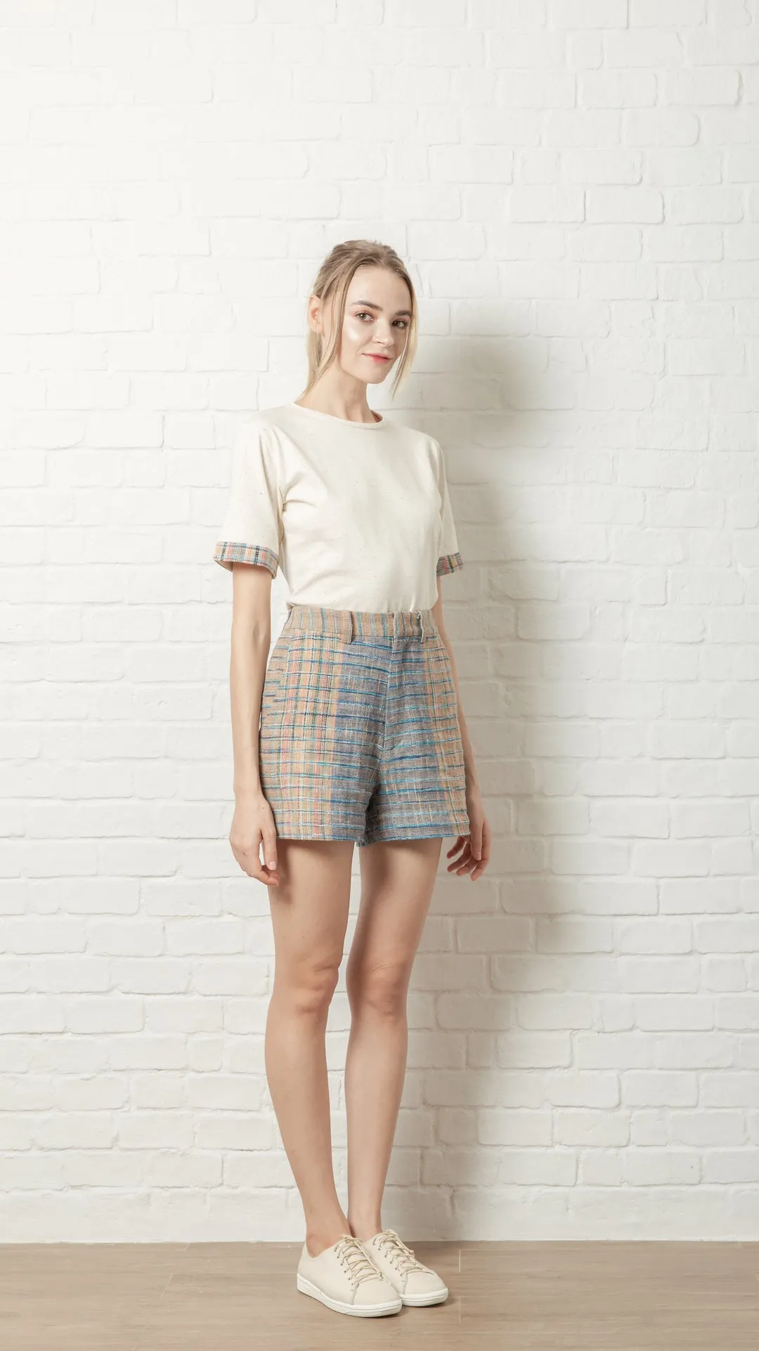 Blue Checkered Handwoven Shorts