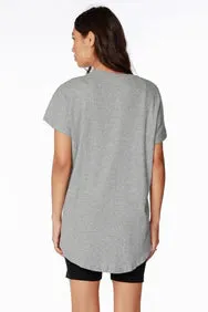 bobi Heather Grey Rib Mix Dolman Tee