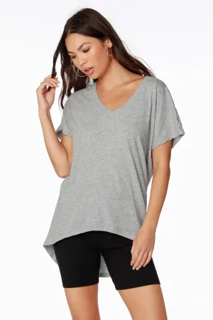 bobi Heather Grey Rib Mix Dolman Tee