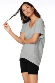 bobi Heather Grey Rib Mix Dolman Tee