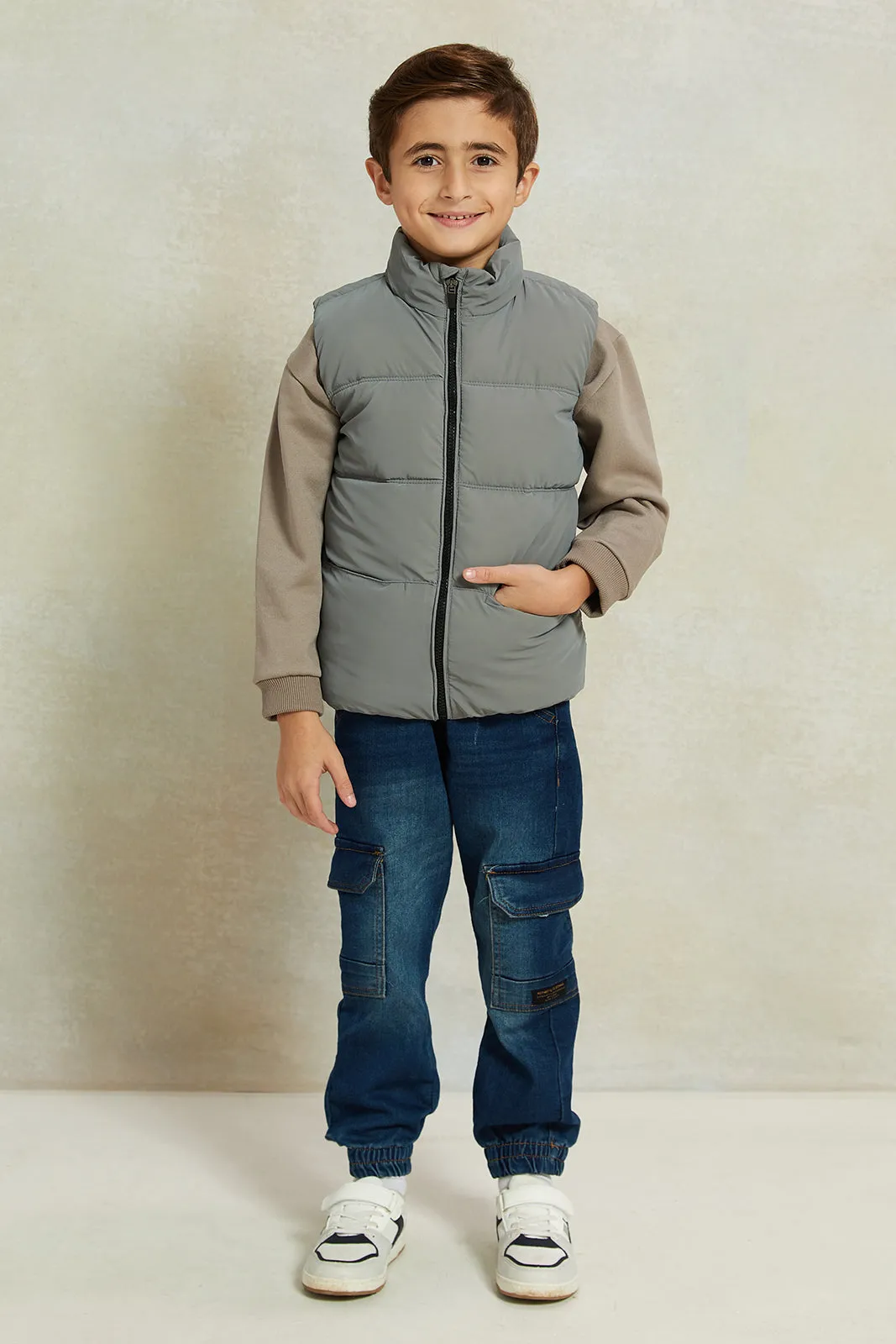 Boys Charcoal Padded Vest