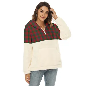 Bruce Old Tartan Women's Borg Fleece Hoodie With Half Zip