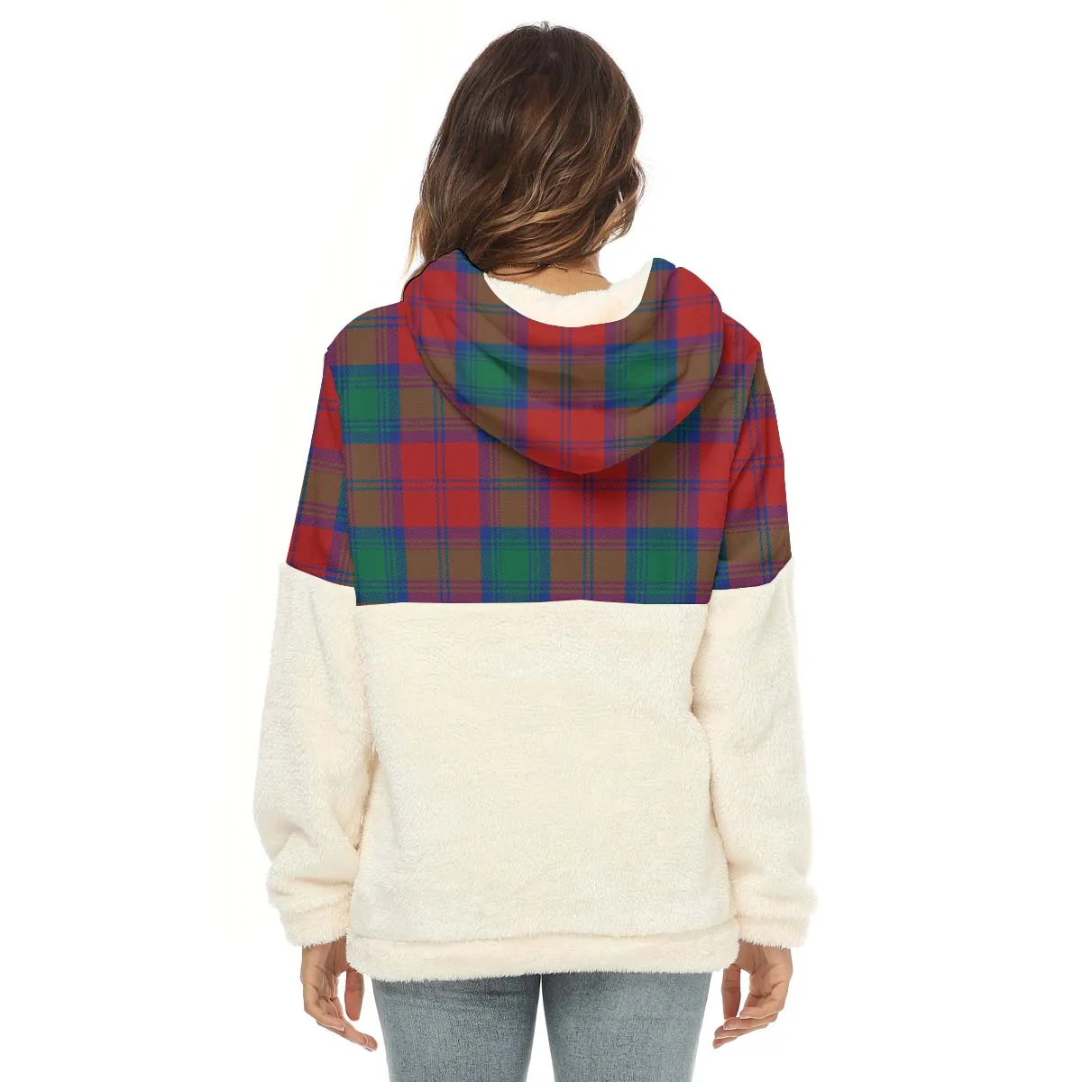 Byres (Byses) Tartan Women's Borg Fleece Hoodie With Half Zip