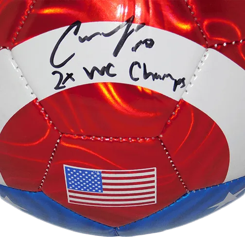 Carli Lloyd Autographed USA Flag Soccer Ball Inscribed 2X WC Champs JSA