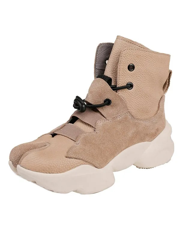 Casual Thick-soled Split Toe Beige Sneaker