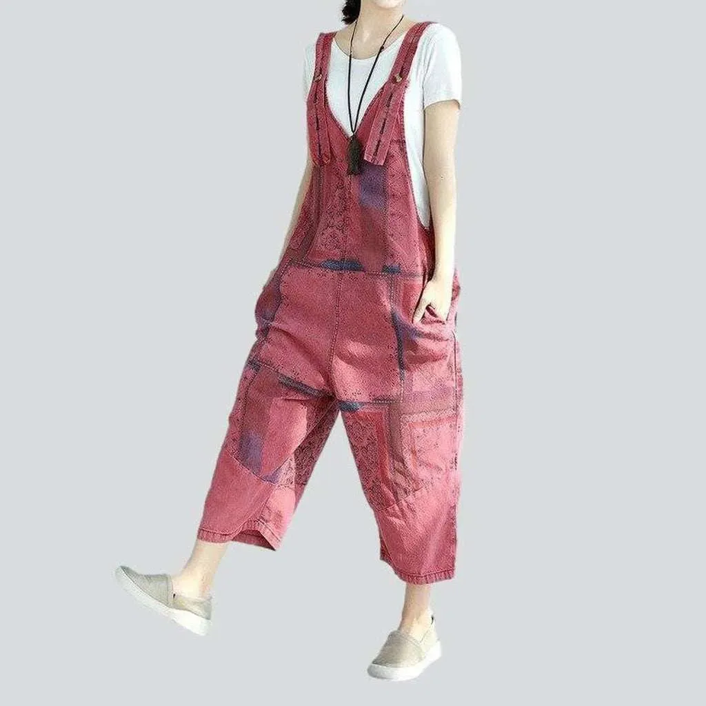 Casual women's painted denim dungaree