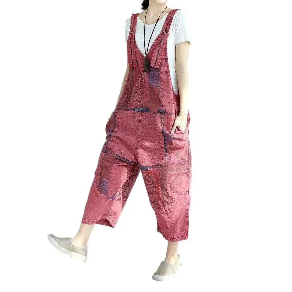 Casual women's painted denim dungaree