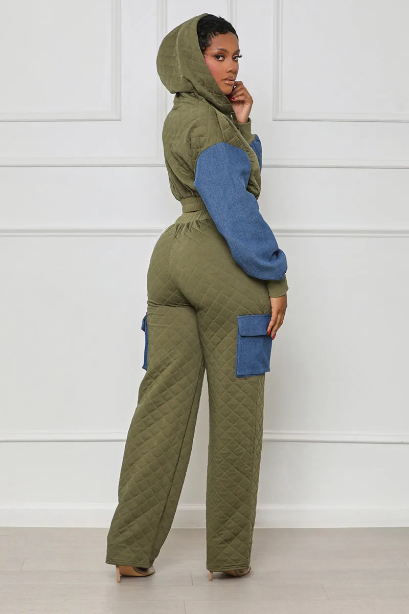 Casually Chic Crop Pants Set (Green Multi)