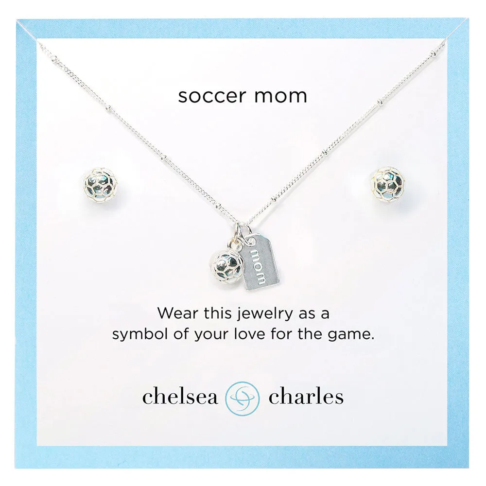 CC Sport Soccer Mom Double Charm Necklace and Earring Gift Set