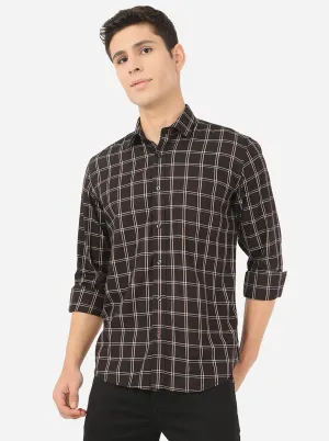 Coffee Black Checked Slim Fit Casual Shirt | Greenfibre