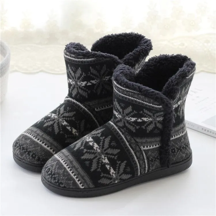 Cozy Cashmere Winter Slippers with Thick Rubber Soles