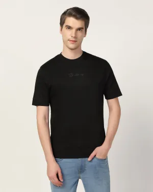 Crew Neck Black Solid T-Shirt - Elijah