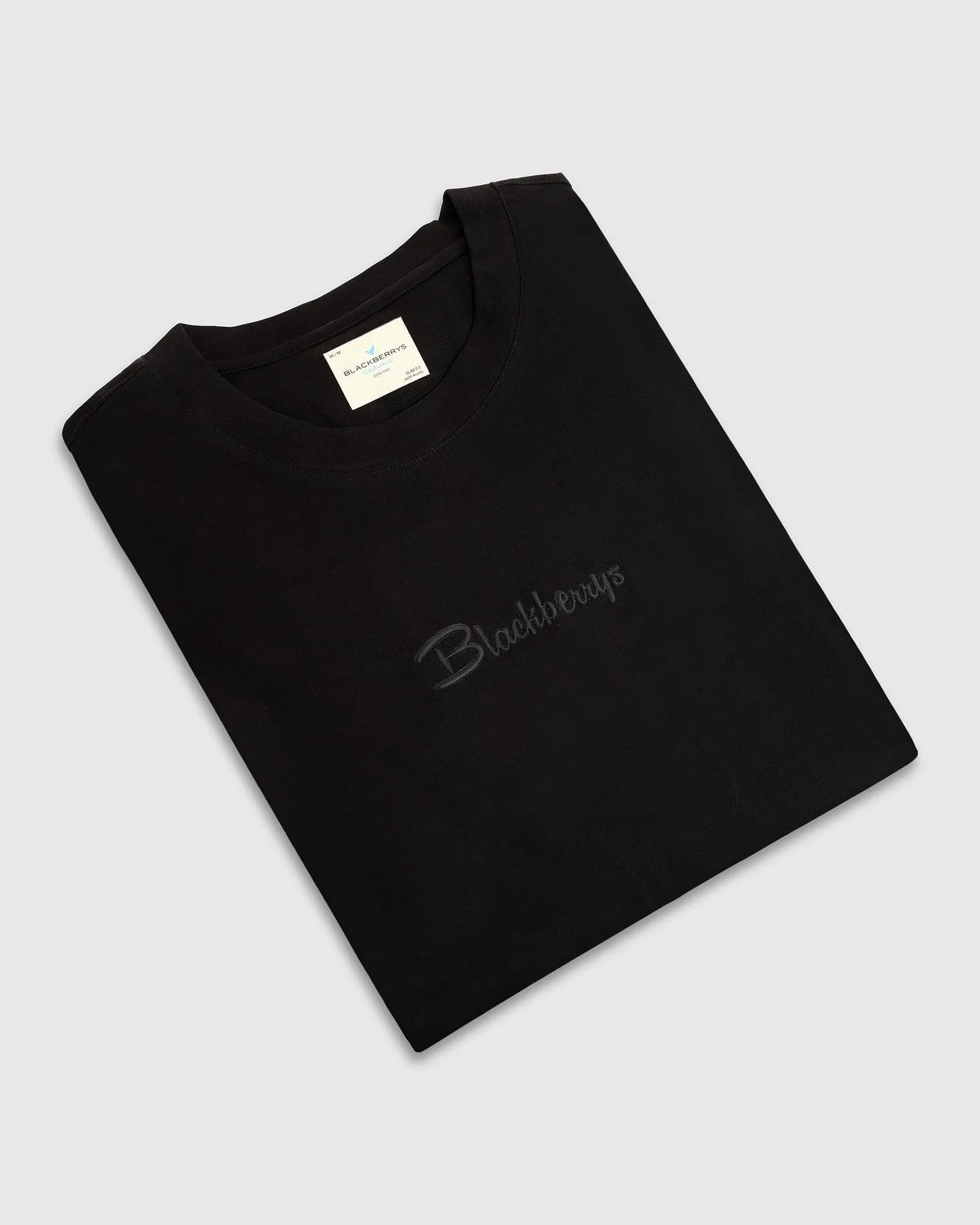 Crew Neck Black Solid T-Shirt - Elijah