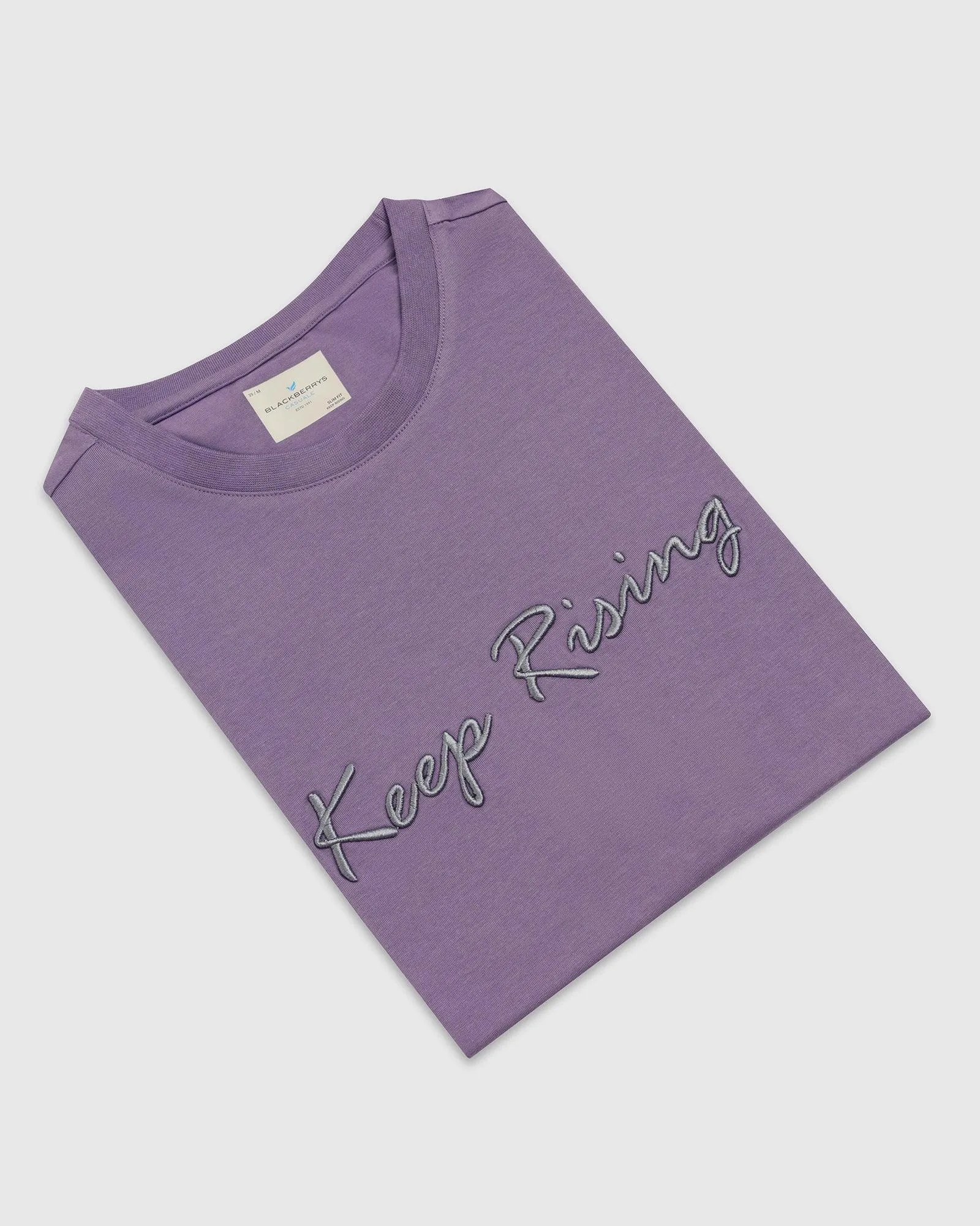 Crew Neck Purple Printed T-Shirt - Levi