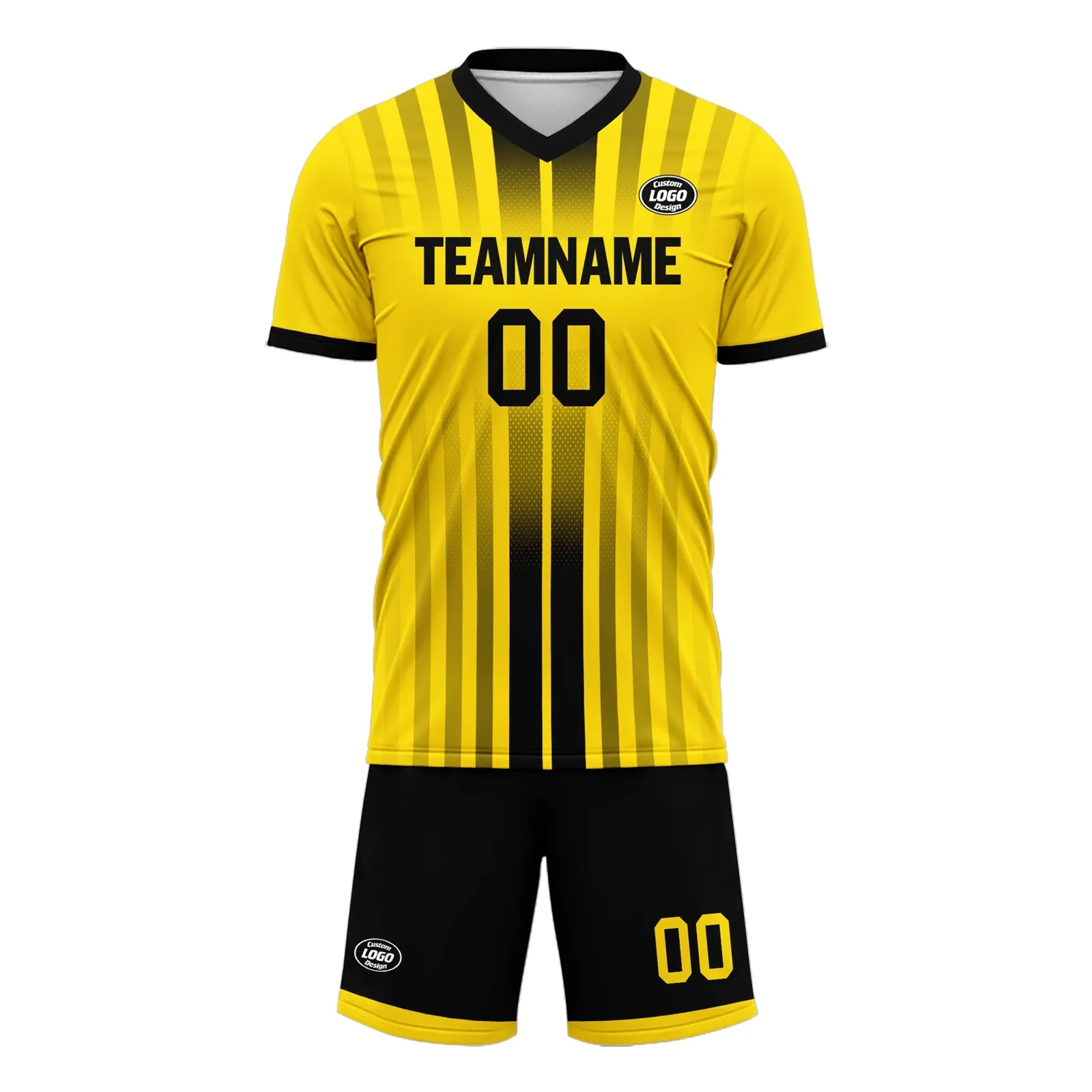 Custom Yellow Black Soccer Sets Jersey Personalized SCJ101-D020131-7