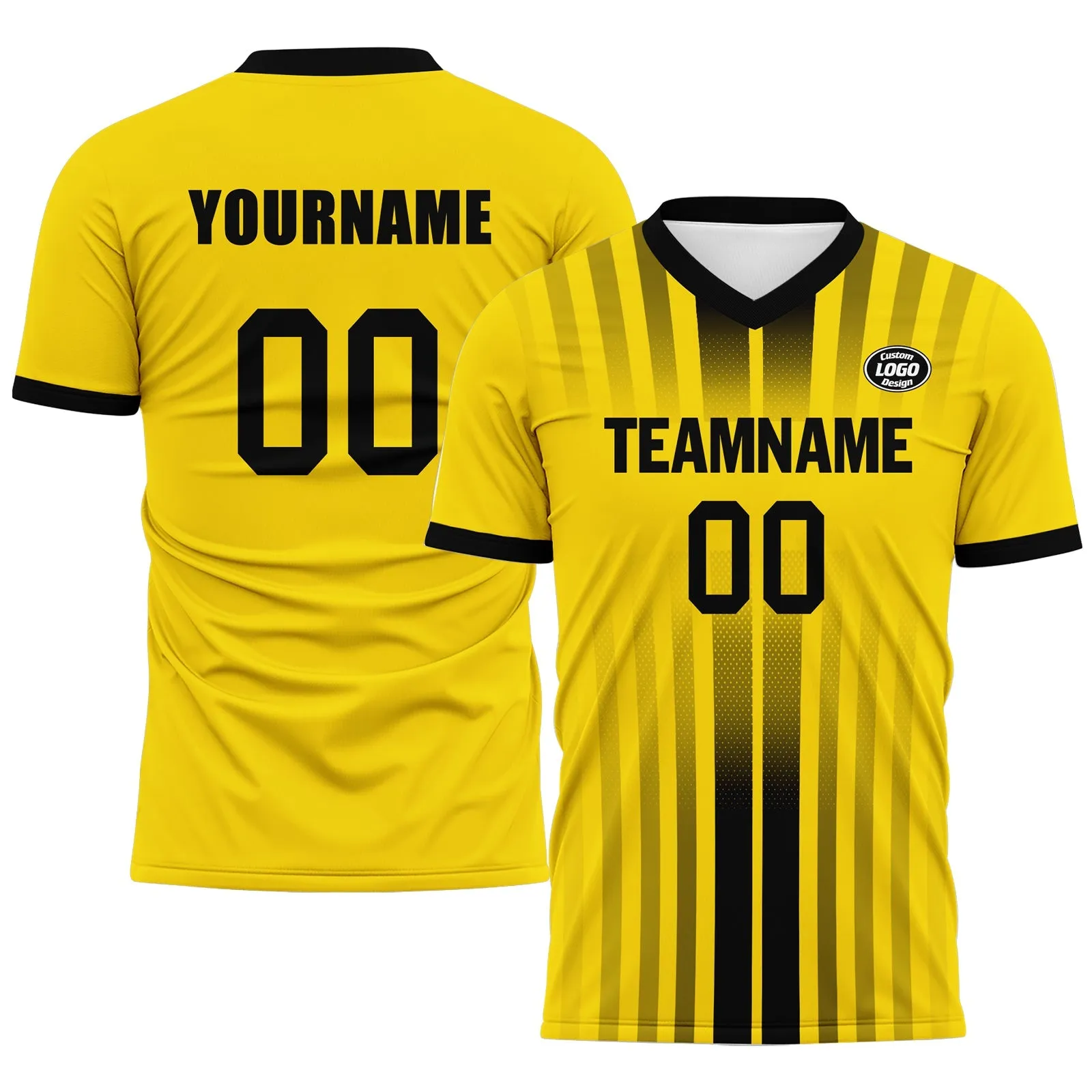 Custom Yellow Black Soccer Sets Jersey Personalized SCJ101-D020131-7