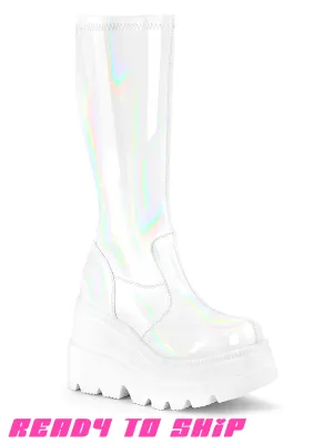 DEMONIA SHAKER 65 BOOTS - PATENT WHITE