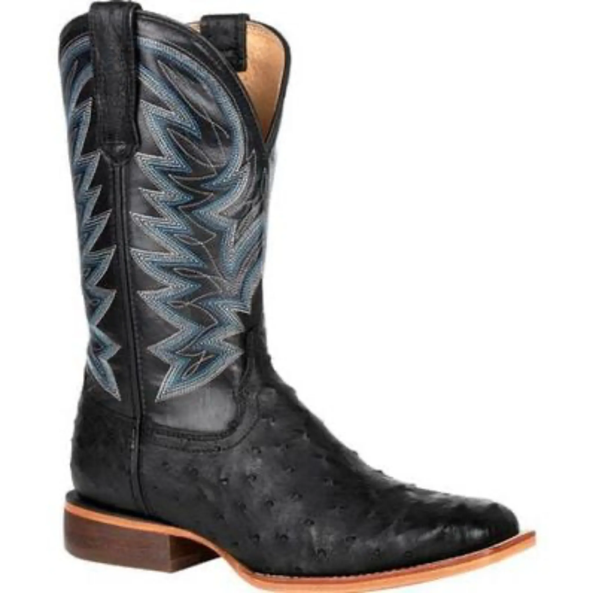 DURANGO MEN'S FULL-QUILL EXOTIC BLACK OSTRICH BOOTS - DDB0273