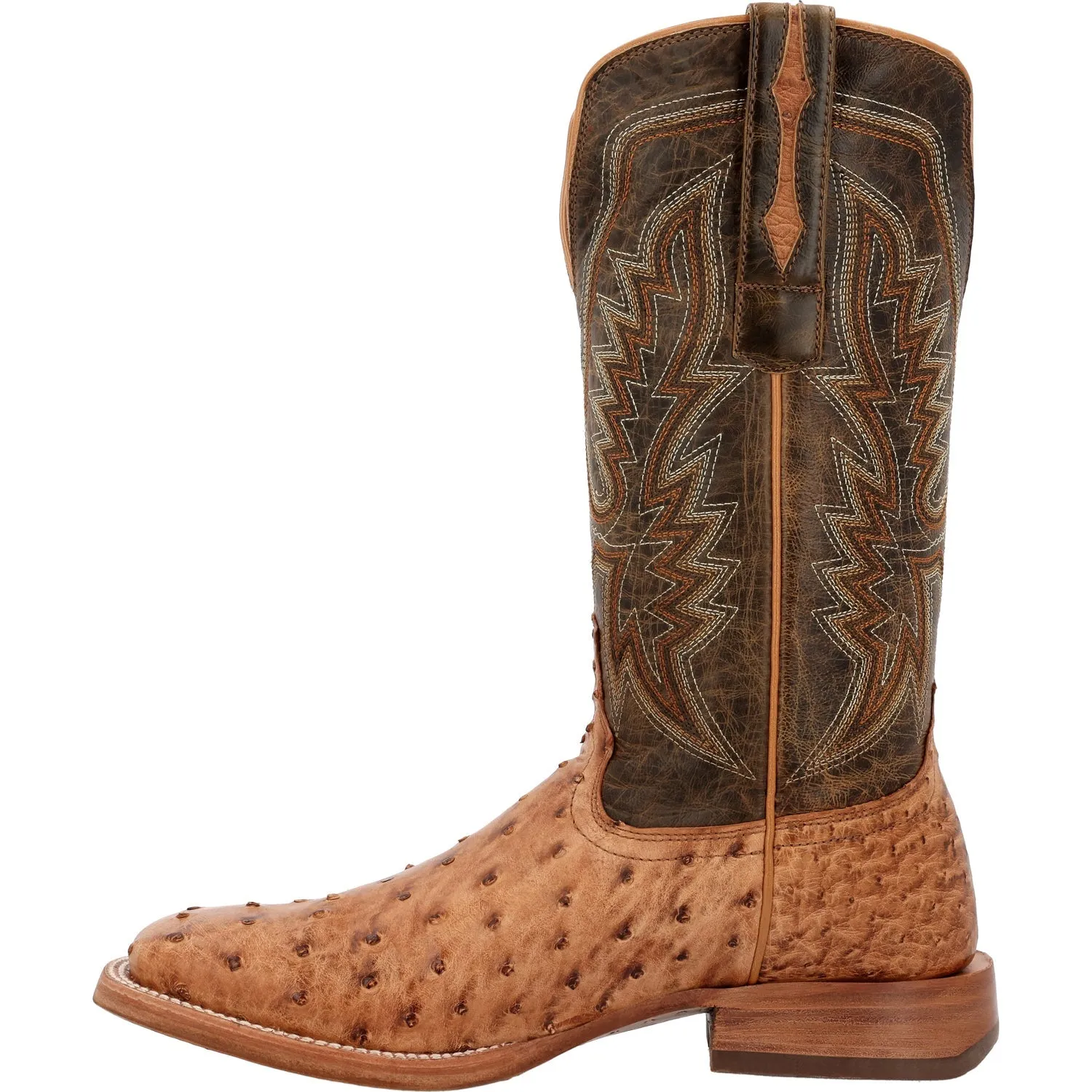 Durango Mens PRCA Western Antiqued Saddle Full Quill Ostrich Cowboy Boots