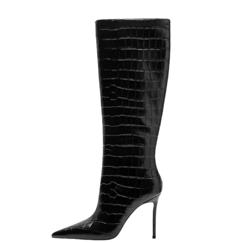 Elegant Long Heel PU Leather Boots