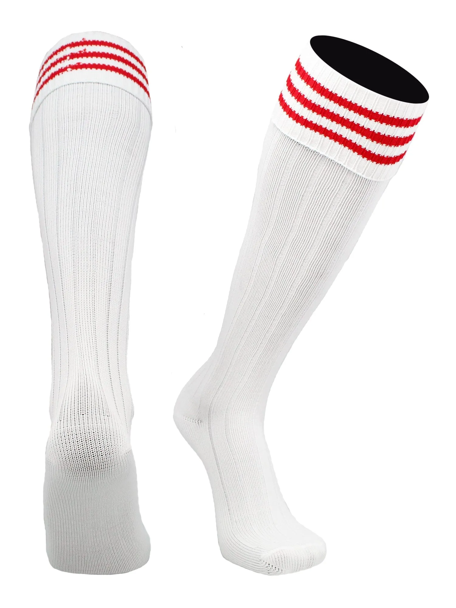 Euro Style 3 Stripe Soccer Socks With Fold Down Top