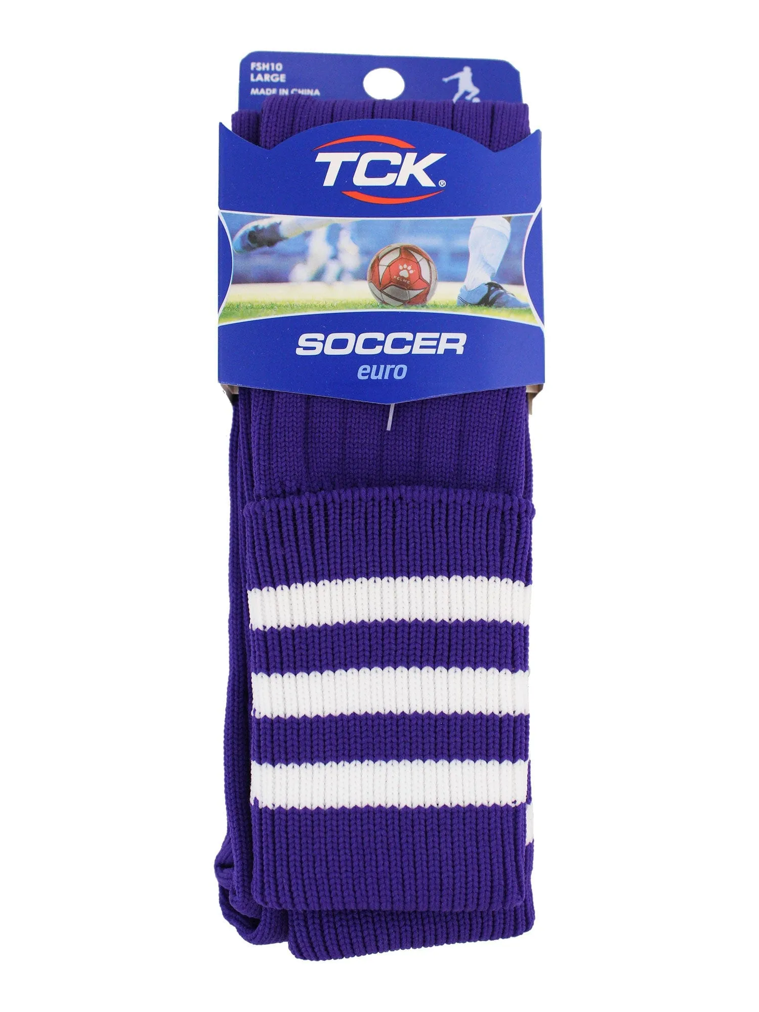 Euro Style 3 Stripe Soccer Socks With Fold Down Top