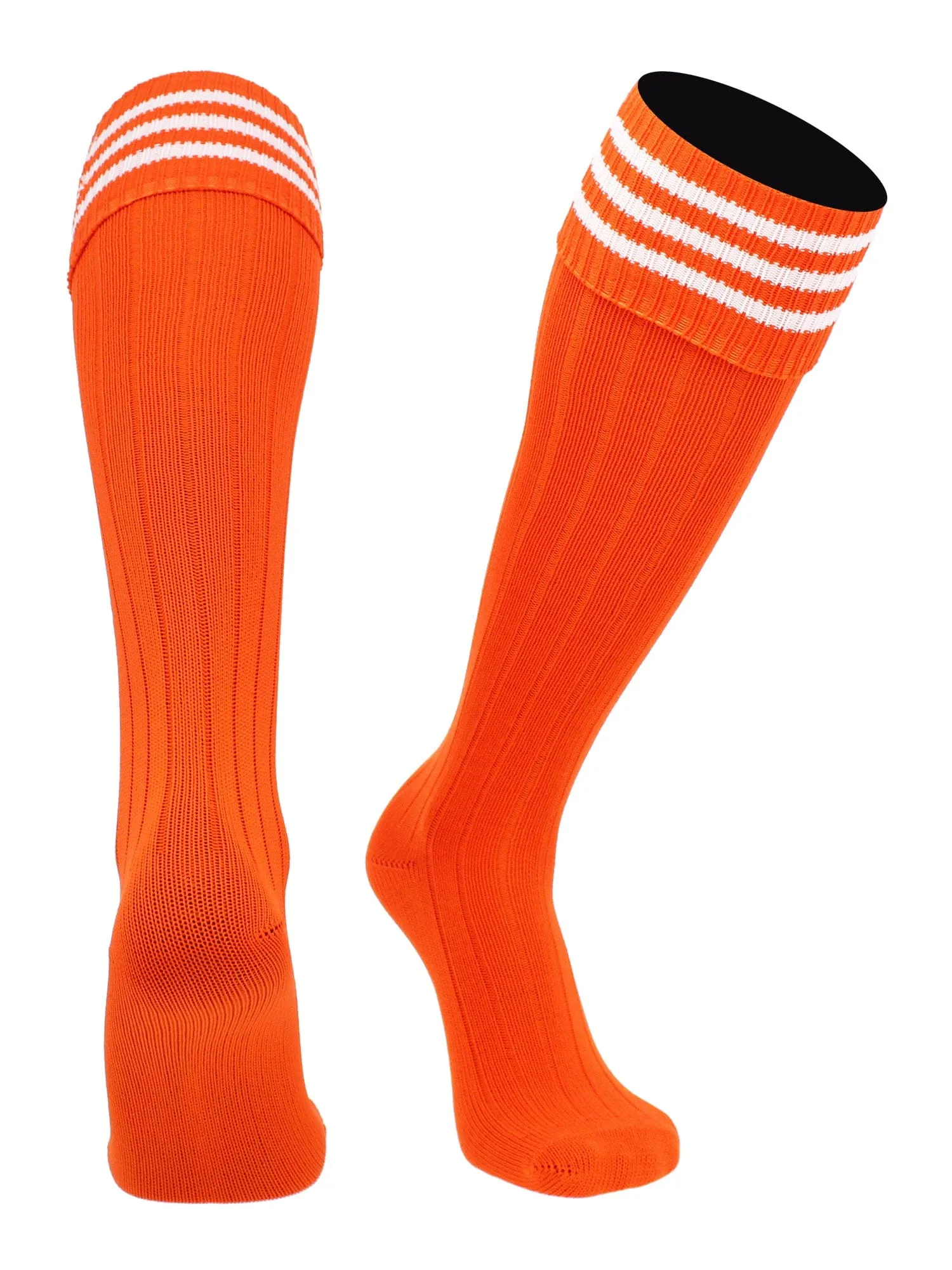 Euro Style 3 Stripe Soccer Socks With Fold Down Top