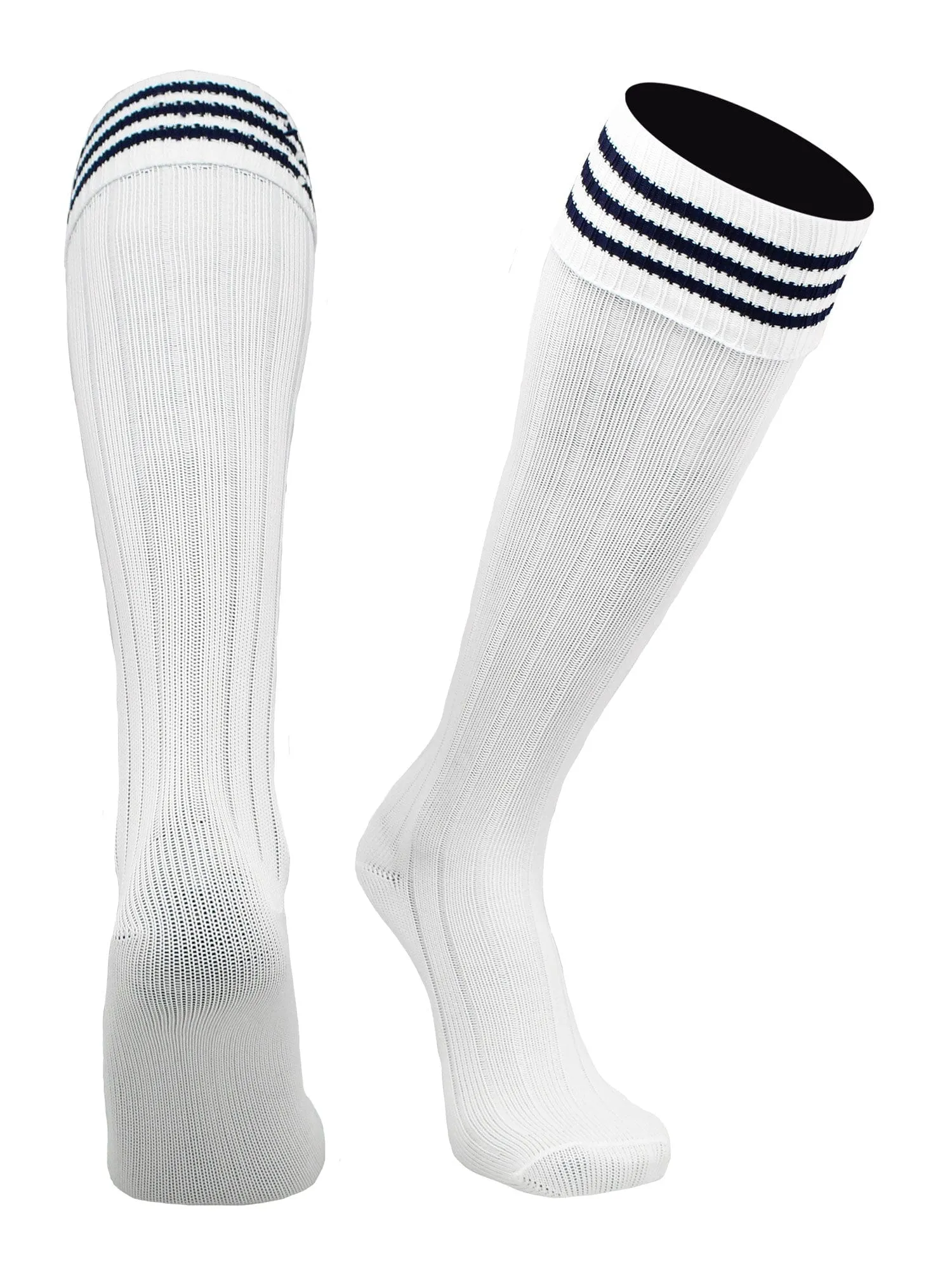 Euro Style 3 Stripe Soccer Socks With Fold Down Top