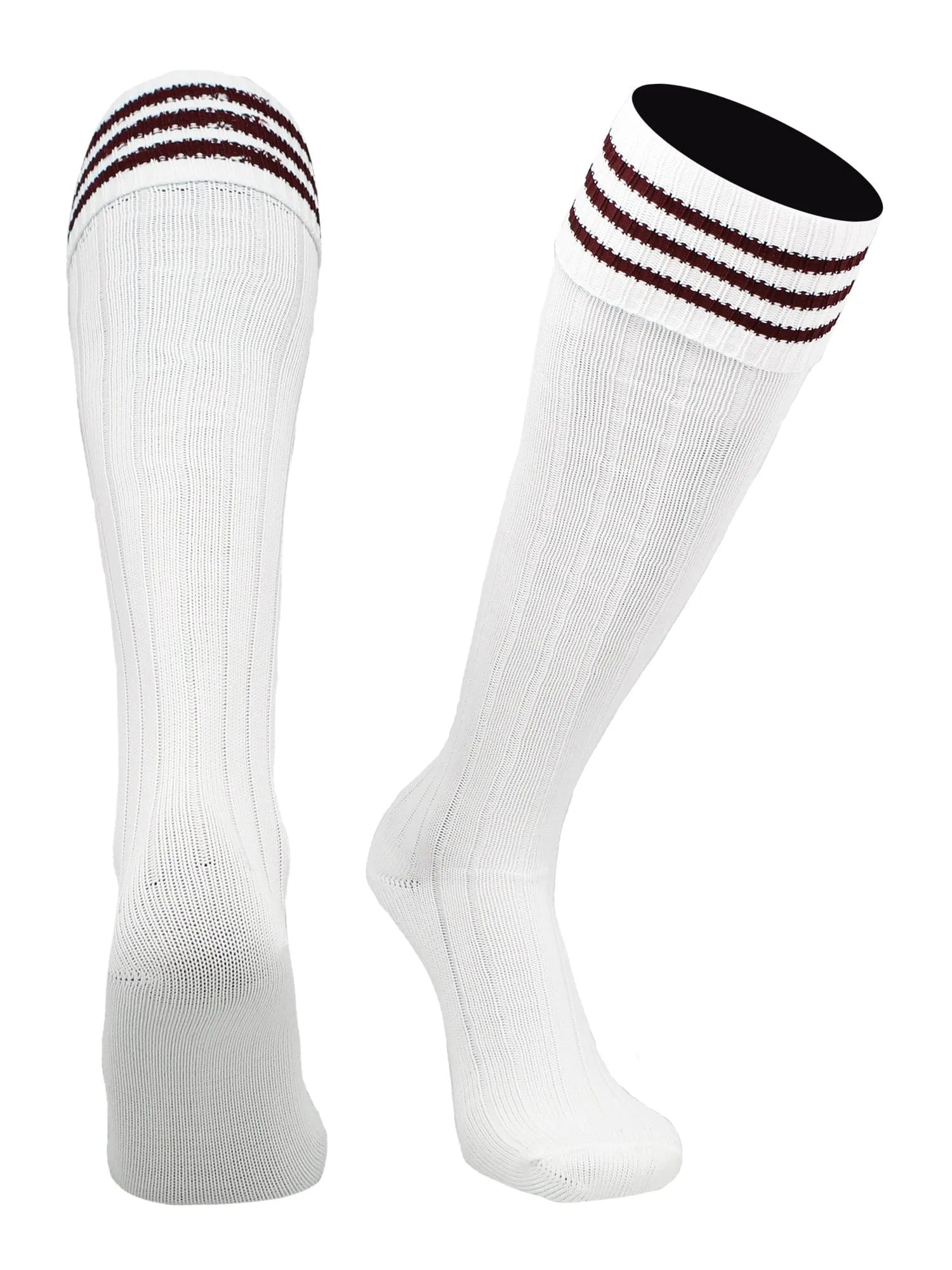 Euro Style 3 Stripe Soccer Socks With Fold Down Top