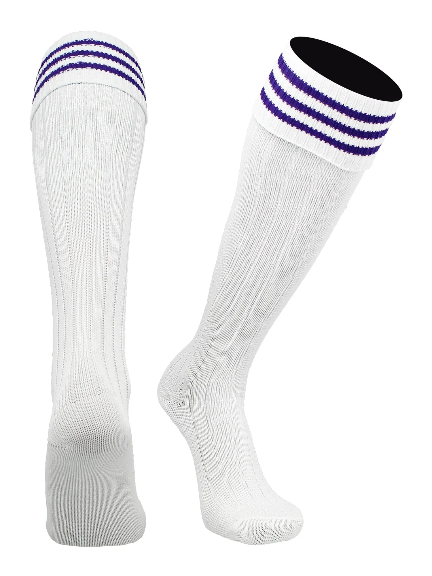 Euro Style 3 Stripe Soccer Socks With Fold Down Top