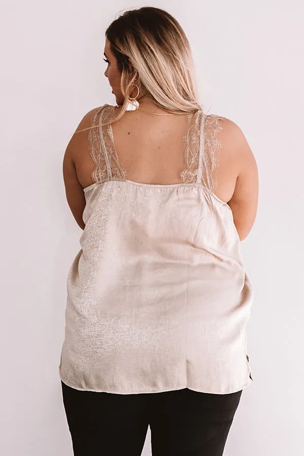 Express Yourself Lace Shift Tank in Iced Mocha Curves