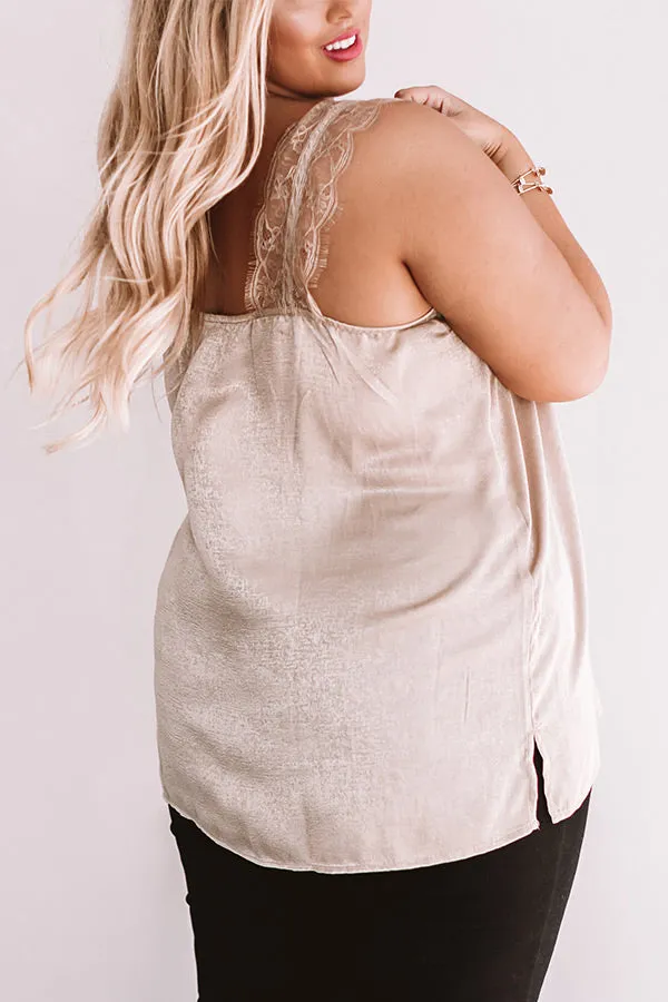 Express Yourself Lace Shift Tank in Iced Mocha Curves