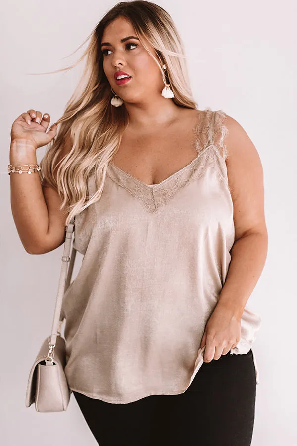 Express Yourself Lace Shift Tank in Iced Mocha Curves