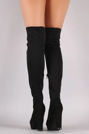 Fitted Chunky Heeled Over The Knee Platform Boots